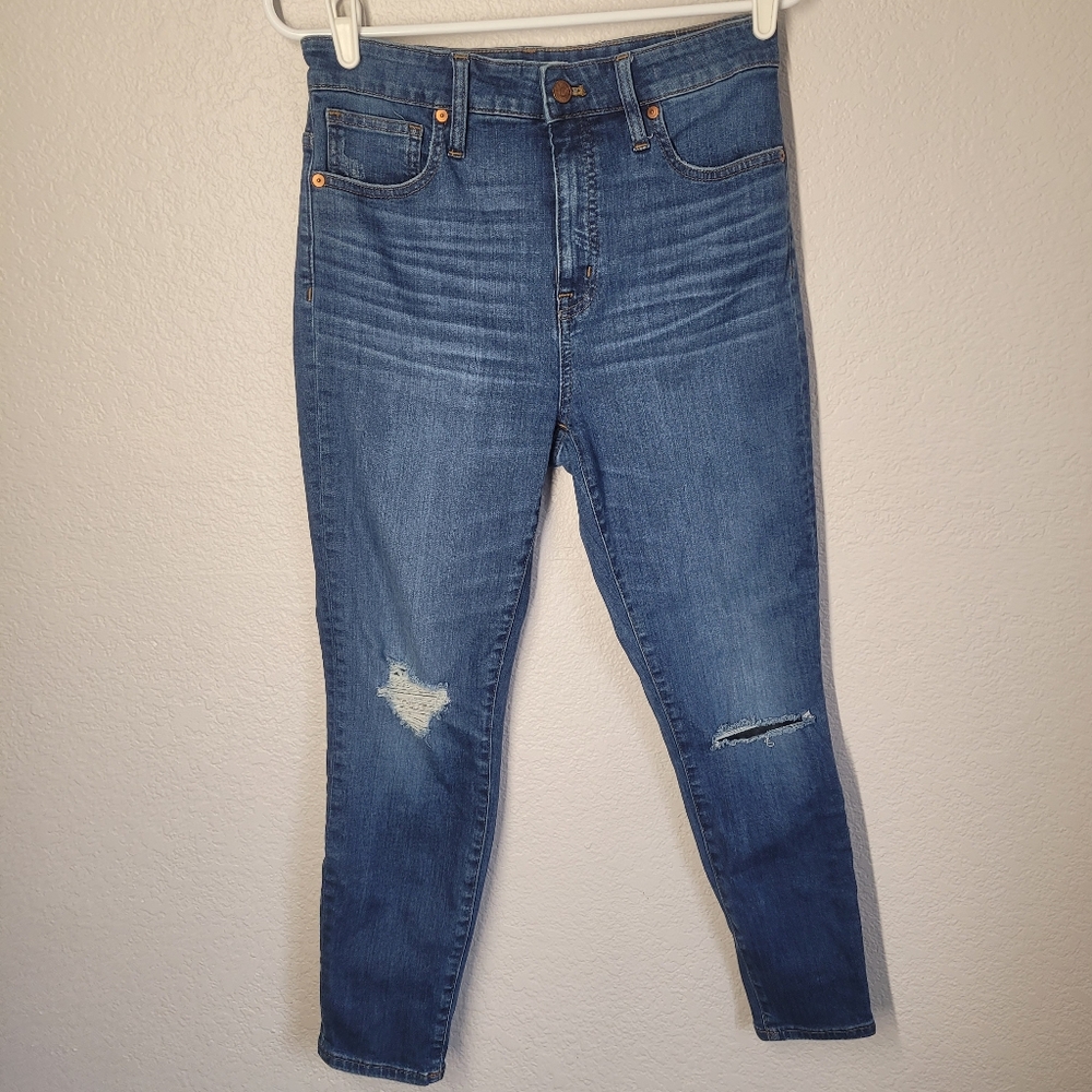 Madewell The Curvy Highwaist Perfect Vintage Busted Knee Blue Jeans - Picture 2 of 12